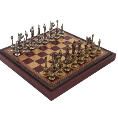 Ensemble Jeu d'Échecs Napoléon et Échiquier en Similicuir avec Compartiments de Rangement