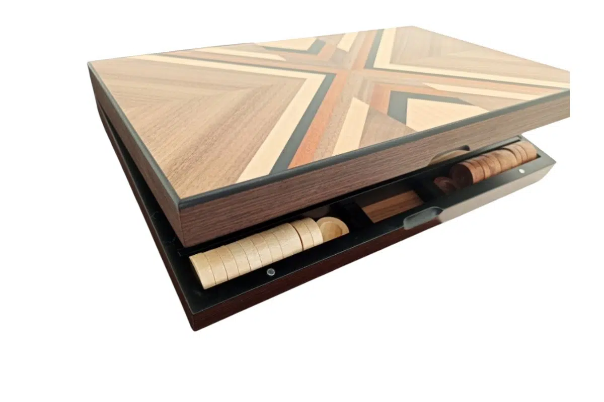 Ensemble de Backgammon Pliant en Bois – Image 4