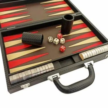 Alternative view of Ensemble de Backgammon Pliable en Similicuir Noir et Rouge