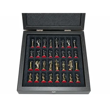 Ensemble de Jeu d'Échecs Empire Byzantin avec Coffret de Rangement - Or & Argent