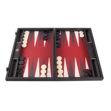 Backgammon en Cuir Écologique Rouge Bourgogne - Grand Modèle 48 x 30 cm