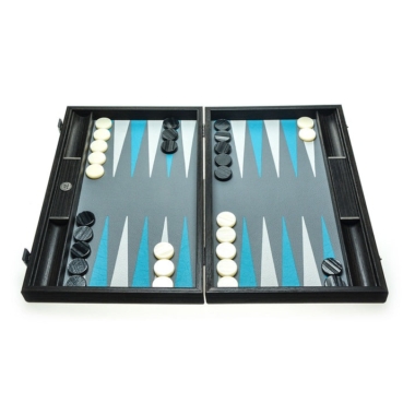 Set de Backgammon Minimaliste Bleu Turquoise avec Racks Latéraux - Qualité Premium