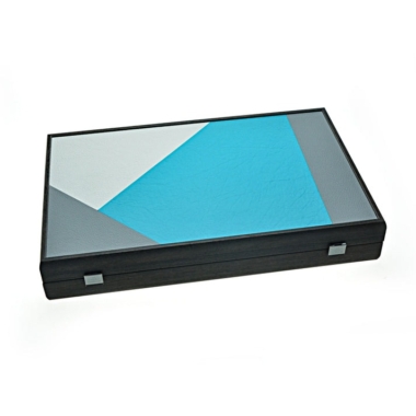 Set de Backgammon Minimaliste Bleu Turquoise avec Racks Latéraux - Qualité Premium