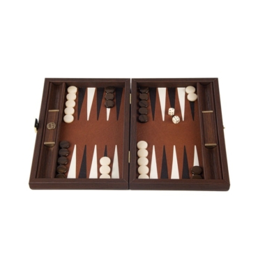 Backgammon de Voyage en Cuir Caramel - Petit Modèle (30 x 20 cm)