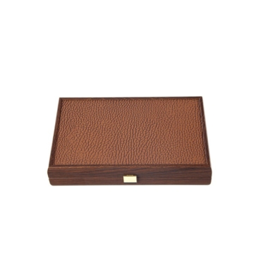 Backgammon de Voyage en Cuir Caramel - Petit Modèle (30 x 20 cm)