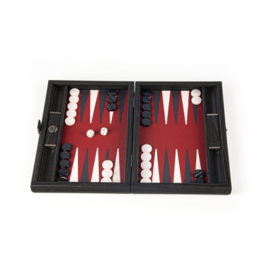 Backgammon de Voyage Rouge Bordeaux en Bois