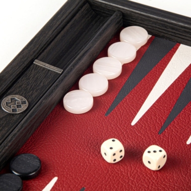 Backgammon de Voyage Rouge Bordeaux en Bois