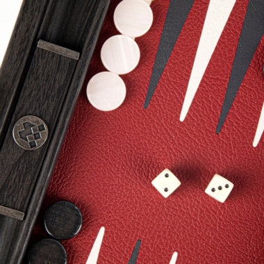 Backgammon de Voyage Rouge Bordeaux en Bois