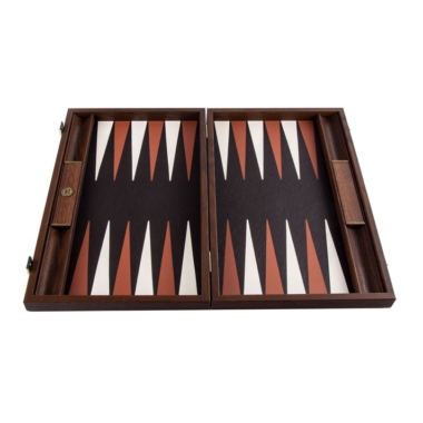 Ensemble de Backgammon en Cuir Veritable Marron Antique Effet Crocodile