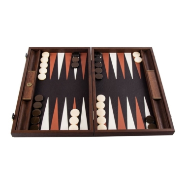 Ensemble de Backgammon en Cuir Veritable Marron Antique Effet Crocodile