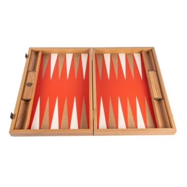 Backgammon en Similicuir Rouge Vermillon - 48 x 30 cm