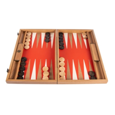 Backgammon en Similicuir Rouge Vermillon - 48 x 30 cm