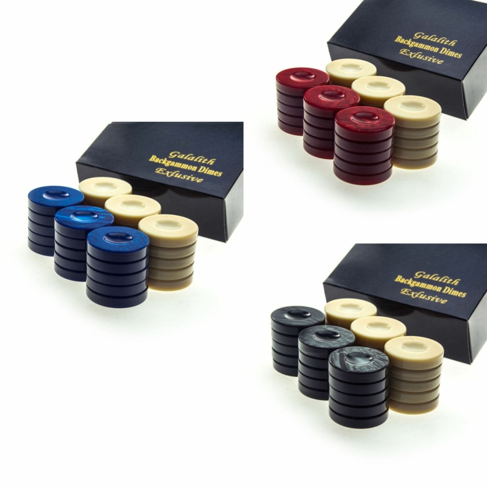 Jetons de Backgammon en Galalithe - Set de 30 - 3 Coloris