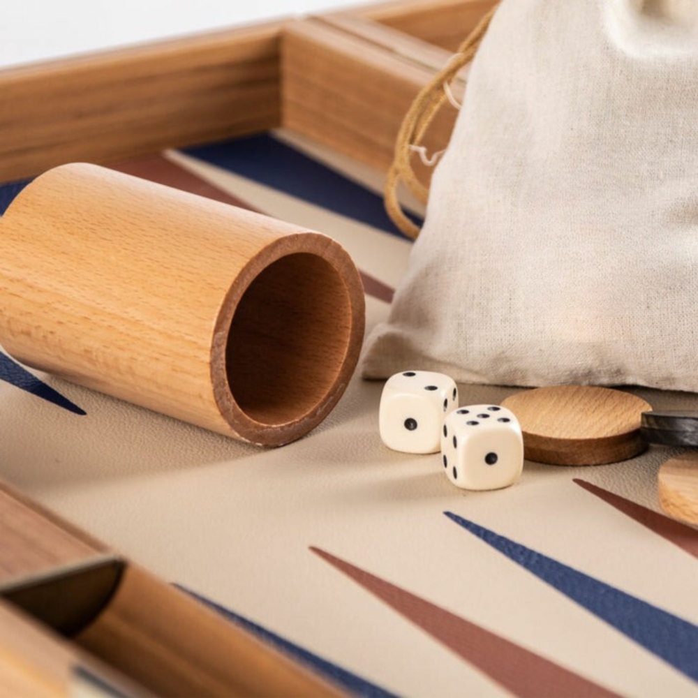 Backgammon "Similicuir Beige Champagne" - Set de Luxe 48 x 30 cm