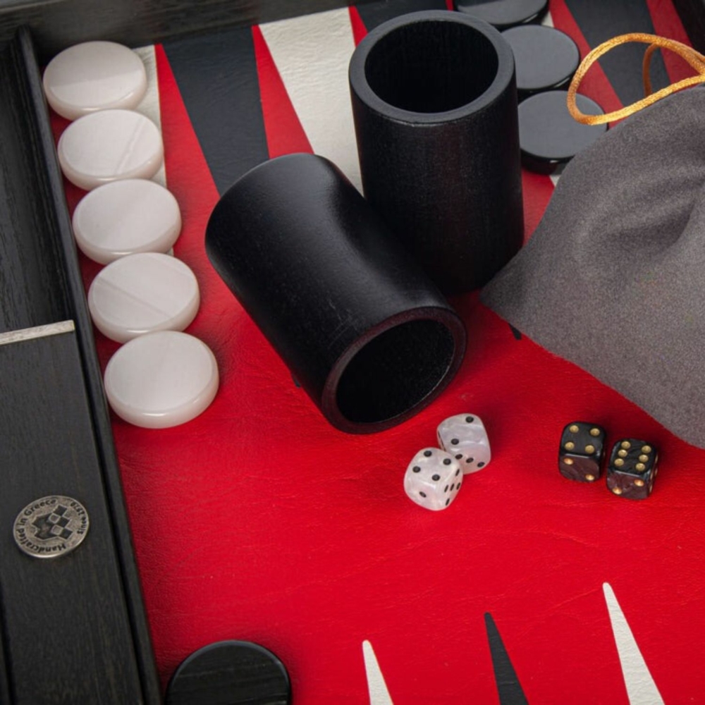 Backgammon Luxe en Cuir Effet Crocodile Rouge Impérial