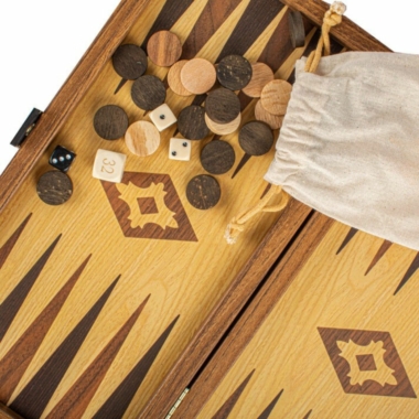 Backgammon en Replique de Bois de Chêne et Noyer - Set de jeu de Backgammon disponible en 4 dimensions