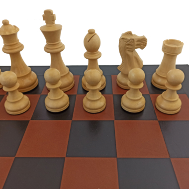 Ensemble de Jeu d'Échecs en Bois d'Acacia avec Échiquier en Cuir Véritable