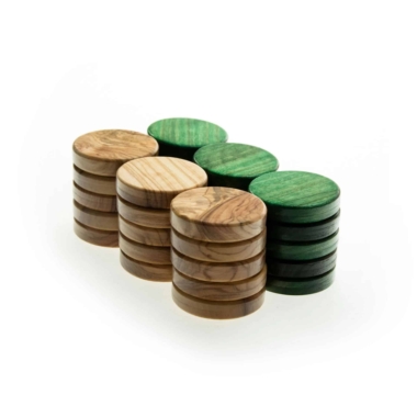 Pions Backgammon en Bois d'Olivier Vert