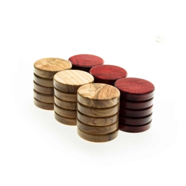 Pions Backgammon en Bois d'Olivier Rouge