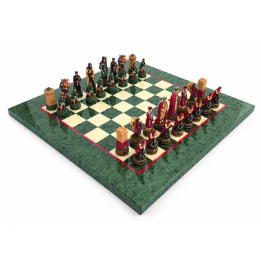Ensemble de Jeu d'Echecs La Légende de Camelot 2 et Echiquier en Bois d'Erable