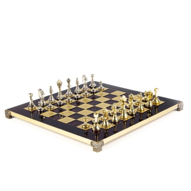 Petit Jeu d'Echecs et Echiquier en Métal Staunton