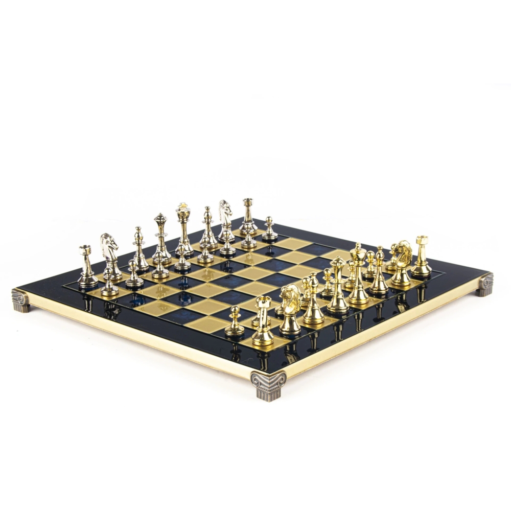 Petit Jeu d'Echecs et Echiquier en Métal Staunton