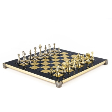 Petit Jeu d'Echecs et Echiquier en Métal Staunton