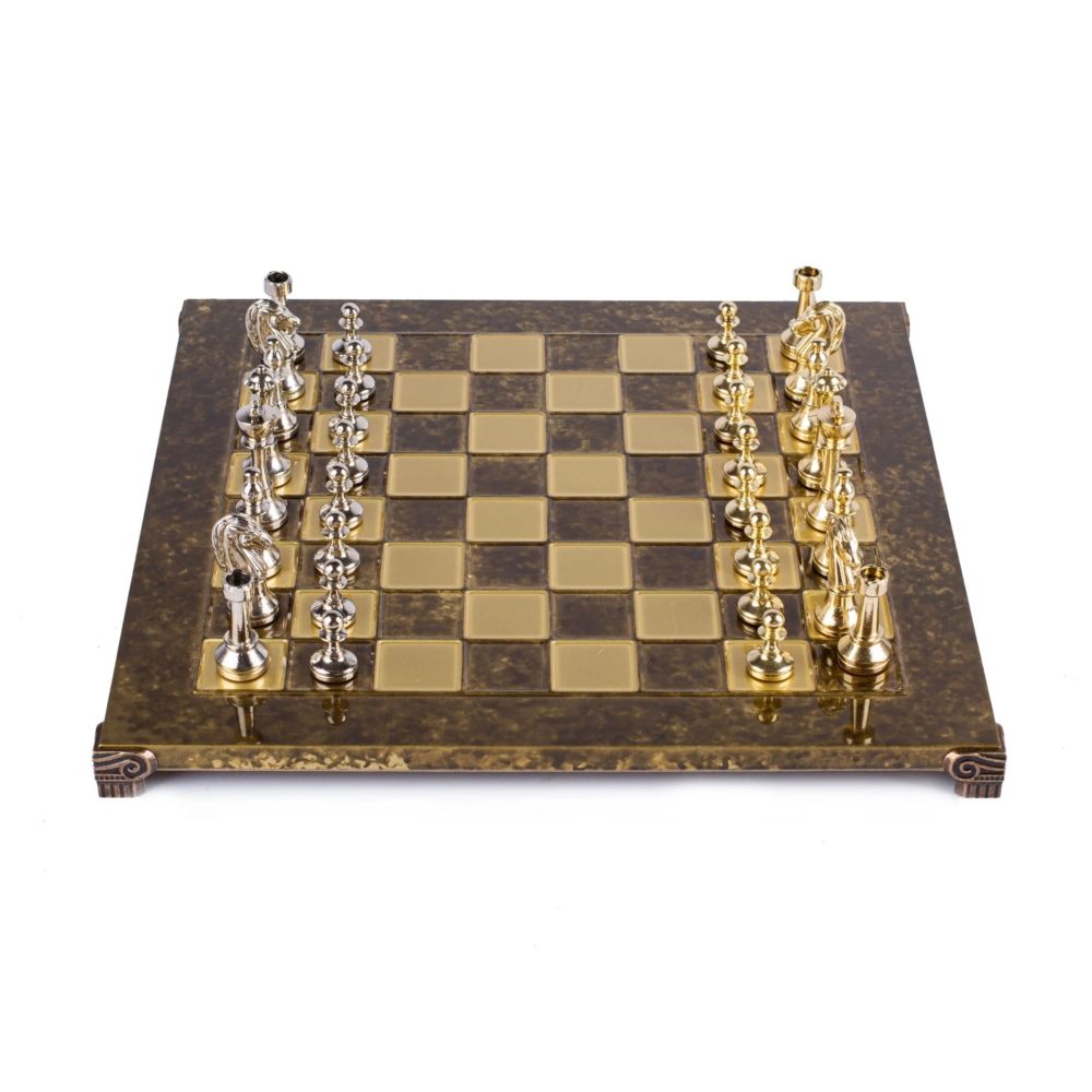 Petit Jeu d'Echecs et Echiquier en Métal Staunton