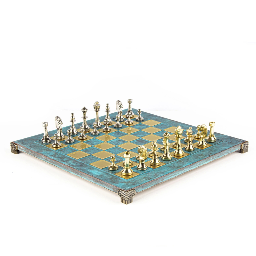 Petit Jeu d'Echecs et Echiquier en Métal Staunton