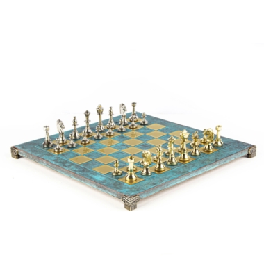 Petit Jeu d'Echecs et Echiquier en Métal Staunton