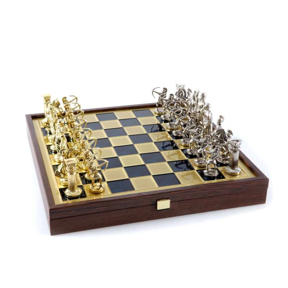 Ensemble Jeu d'Echecs Archers Doré et Argent avec Coffret de Rangement