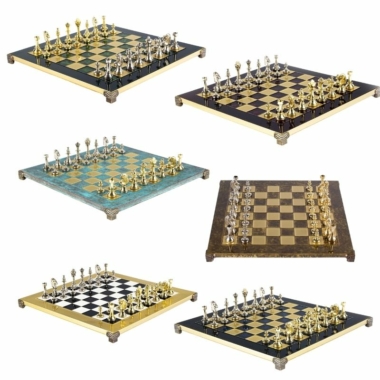 Petit Jeu d'Echecs et Echiquier en Métal Staunton