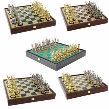 Ensemble Jeu d'Echecs Archers Doré et Argent avec Coffret de Rangement