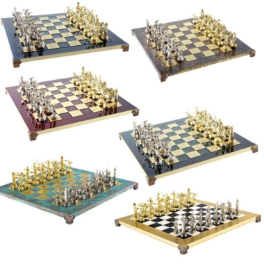 Jeu d'Echecs Grec en Métal Lanceur de Disques - 6 Coloris au Choix