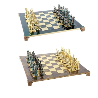 Ensemble Jeu d'Echecs Greco Romain Vert et Doré