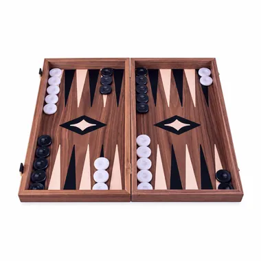 Jeu d'Echecs et Jeu de Dames de Voyage en Bois de Noyer