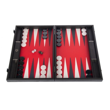 Backgammon Luxe en Cuir Effet Crocodile Rouge Impérial