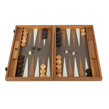 Backgammon Premium en Cuir Effet Peau de Serpent Gris et Beige