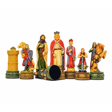 Pièces du jeu d'échecs Camelot en résine peinte, personnages médiévaux et tour