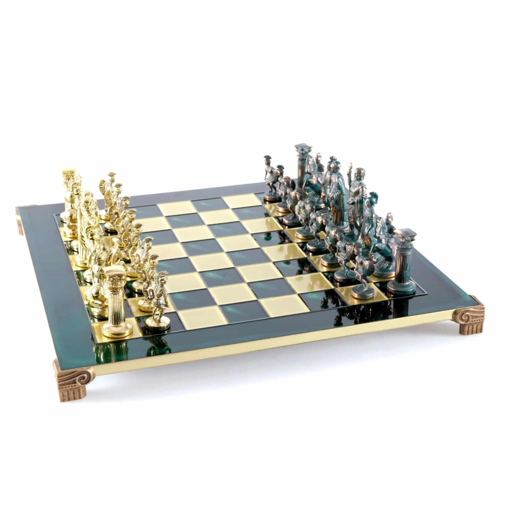 Ensemble Jeu d'Echecs Greco Romain Vert et Doré