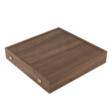 Petit Jeu d'échecs Art Cycladique en Laiton Bronze et Bleu – Échiquier Métal et Coffret Bois Laminé