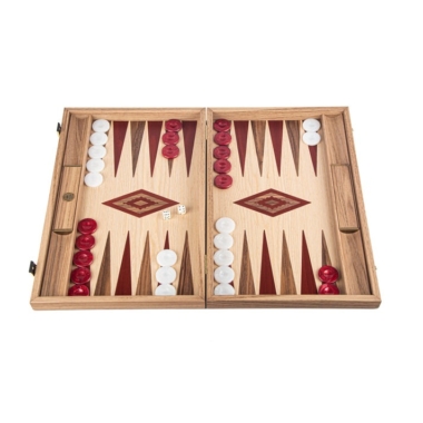 Backgammon en Bois de Chêne et Noyer Américain avec Supports Latéraux