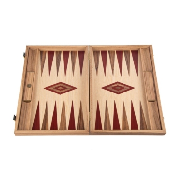 Backgammon en Bois de Chêne et Noyer Américain avec Supports Latéraux