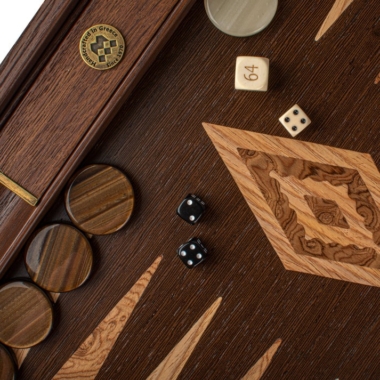 Backgammon en Wengé et Ronce de Noyer