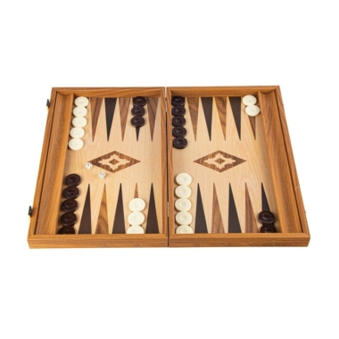 Backgammon Réplique Bois Chêne-Noyer avec Racks Latéraux