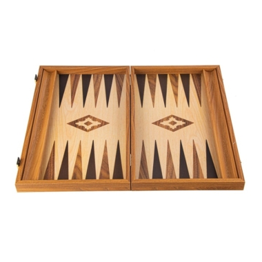 Backgammon Réplique Bois Chêne-Noyer avec Racks Latéraux