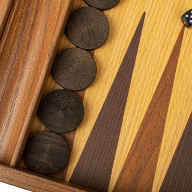 Backgammon Réplique Bois Chêne-Noyer avec Racks Latéraux