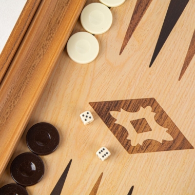 Backgammon Réplique Bois Chêne-Noyer avec Racks Latéraux