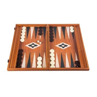 Set de Backgammon Réplique Bois Acajou avec Racks Latéraux