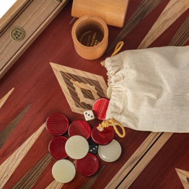 Backgammon en Chêne Rouge et Noyer